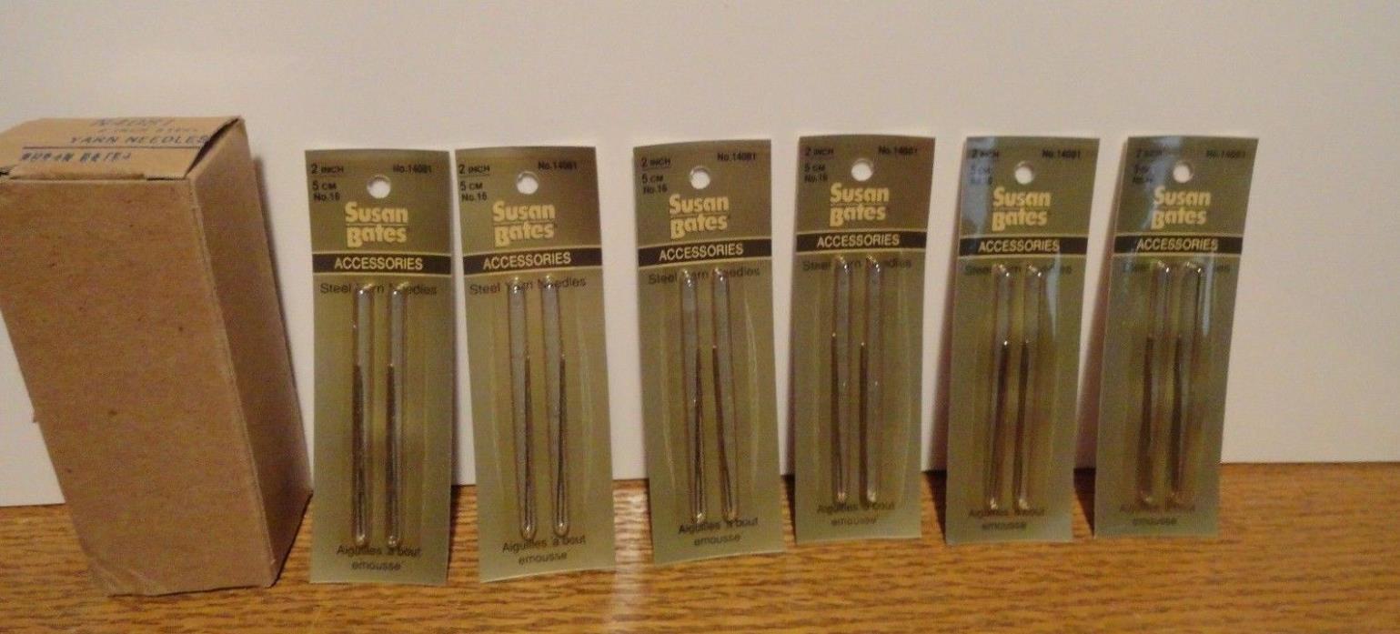 LOT # 2 BOX OF 6 VINTAGE NEW STEEL YARN NEEDLES BY SUSAN BATES 2 