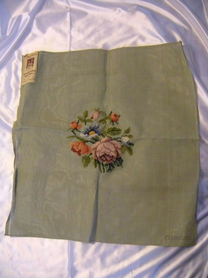 Vintage Paragon Floral Needlepoint Canvas Tapestry No 1305 PreWorked 23