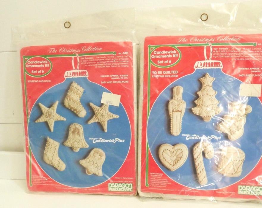 LOT 2 Paragon Christmas Needlecraft Kit Candlewick Ornaments Collection New