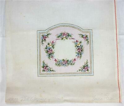 1987 Janice Gaynor Signed Square Floral Frame Handpainted Needlepoint Canvas