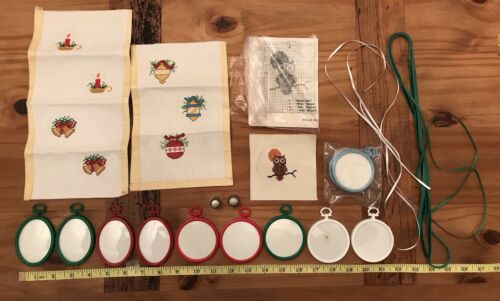 Lot of supplies for NEEDLEPOINT CHRISTMAS ORNAMENTS And owl