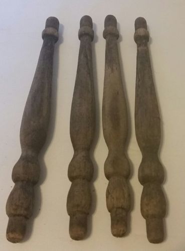 Antique Primitive Wood Lace Maker's Bobbins Set Of Four Vintage Textile Crafts
