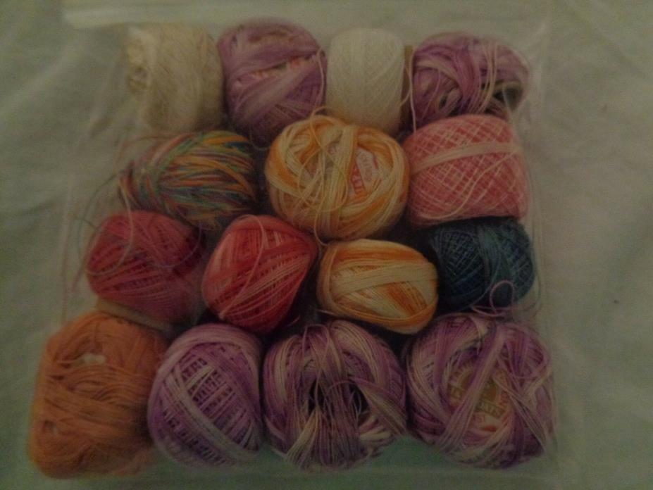 (3034) 15 Vintage C & C TATTING crochet thread LEARN TO TAT!! Verigated & solid