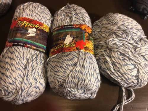 Lot Of 3 Muskoka Berella 100% Pure Merino Wool Worsted #9836 New 200 Yds/3.5oz