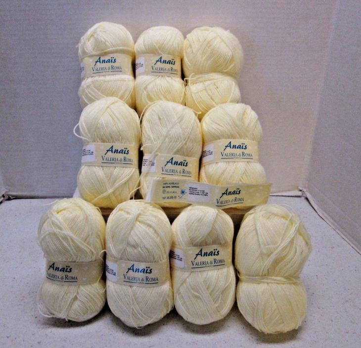 10 Balls Anais Acrylic Yarn Cream Ivory Spain 1.75 Ounces Each 5386