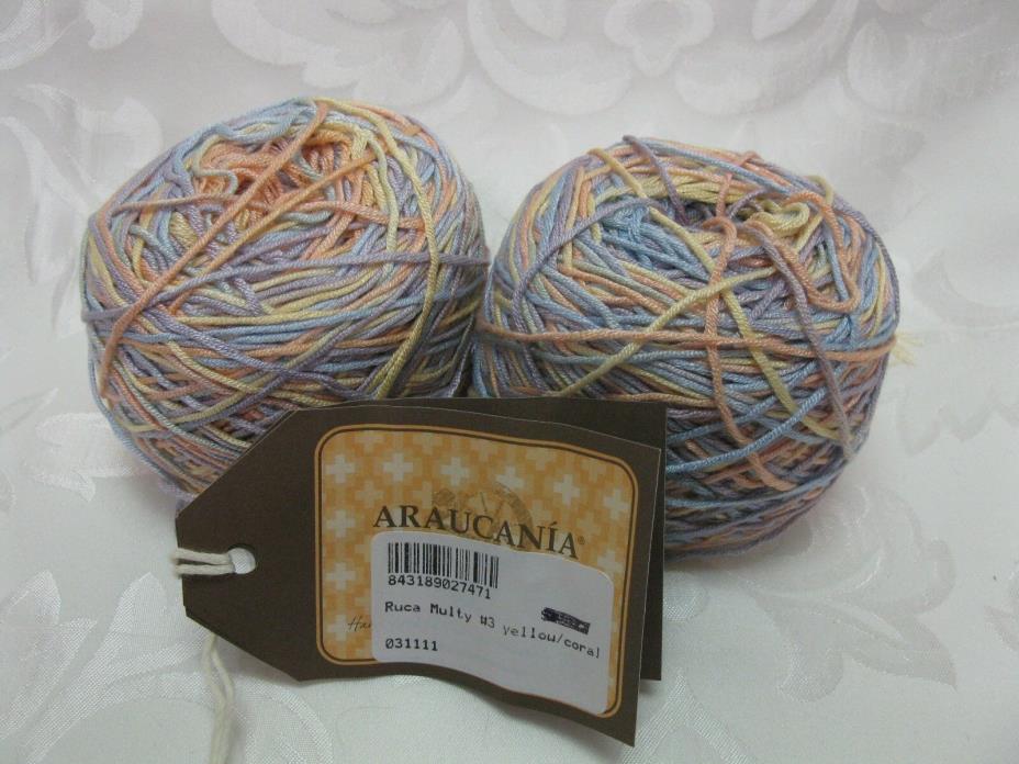 2 Balls Araucania Ruca Multy Color #3,Made from Sugar Cane,Dyed in Chile 263 yd