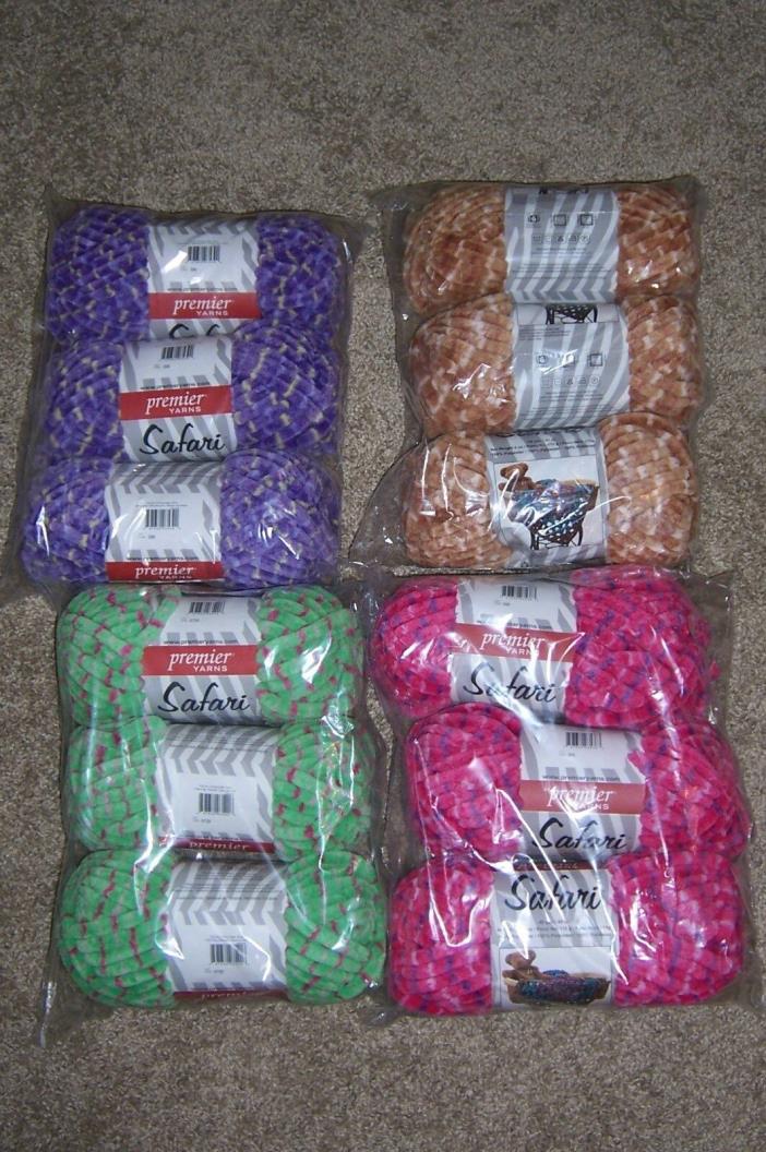 LOT OF 3 PREMIER SAFARI YARN - AVAILABLE IN 4 COLORS