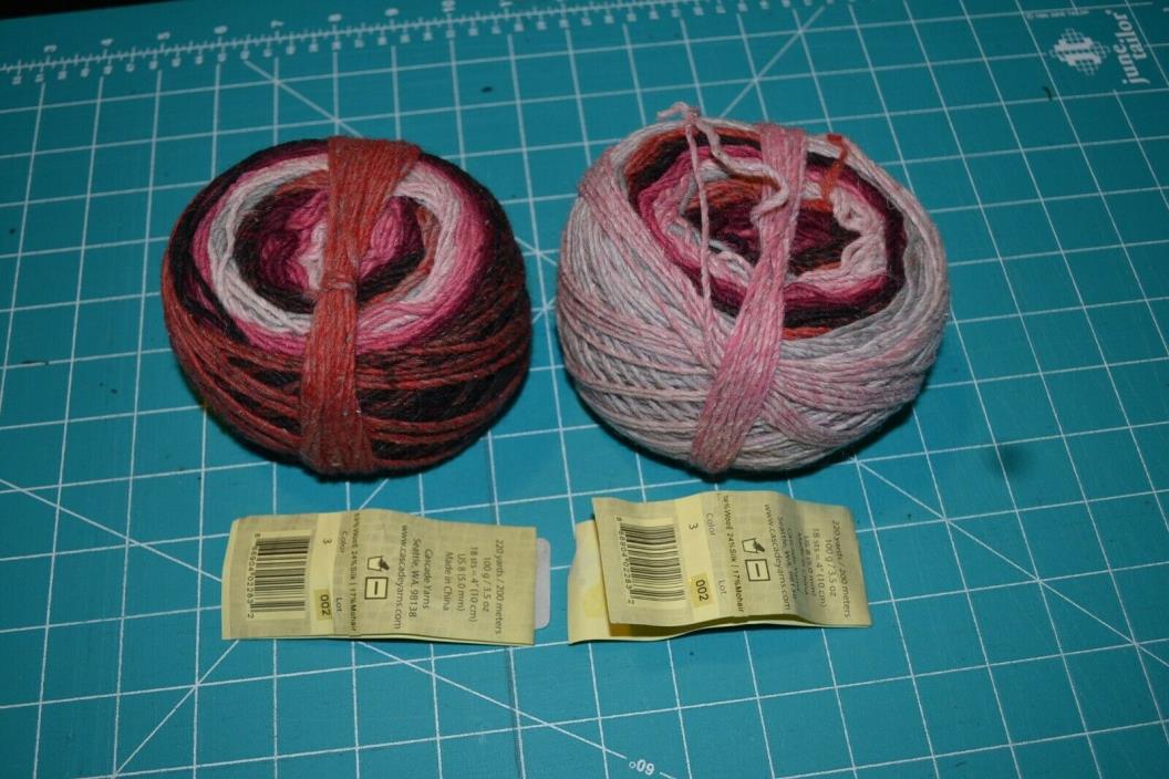 Lot of 2 skeins yarn, 100g each, Cascade Yarns Casablanca wool/silk/mohair