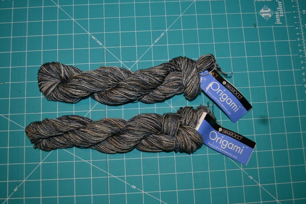 Lot of 2 hanks yarn, 50g each, Berroco Oregami, black/gray/blue