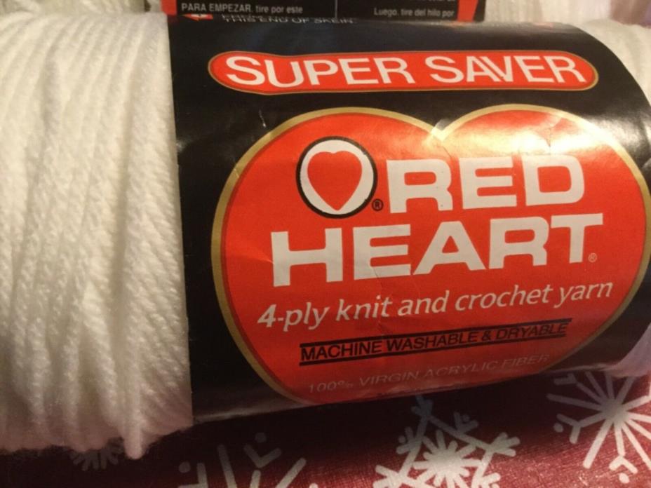 Red Heart yarn  super saver  Yarn white  8 oz