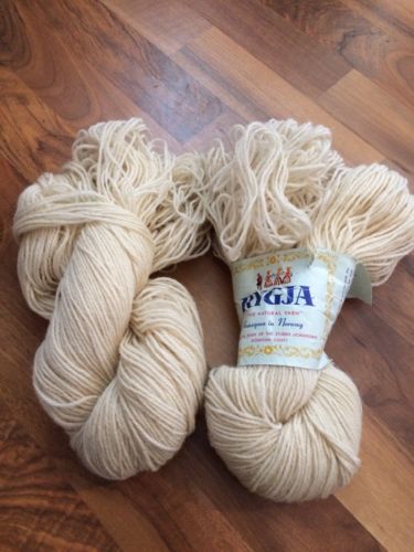 Rygja Vintage All Wool Yarn 2 Skeins  Cream 100g Each Unbleached Spun in Norway