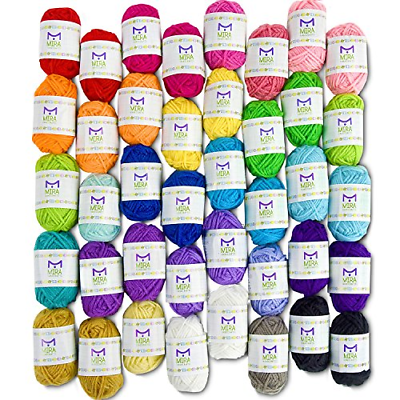 40 Mixed Yarn Lot Skeins Assorted Colors Huge Lot Acrylic Wool Balls USA FREE