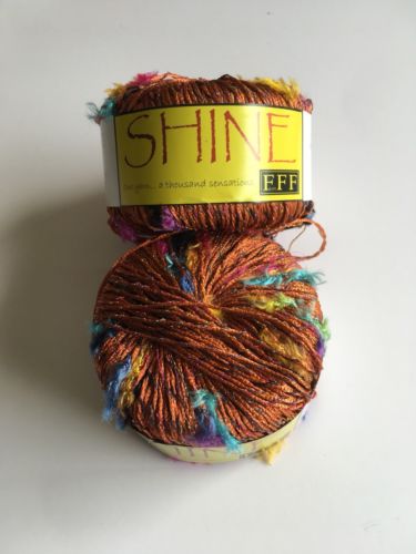 Filati FFF Shine Novelty Yarn 50 Grams Orange Multi Colored 110 Yds  2 Skeins