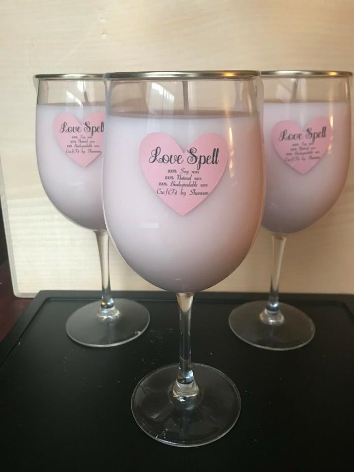 Love Spell Wine Glass Candle 12oz