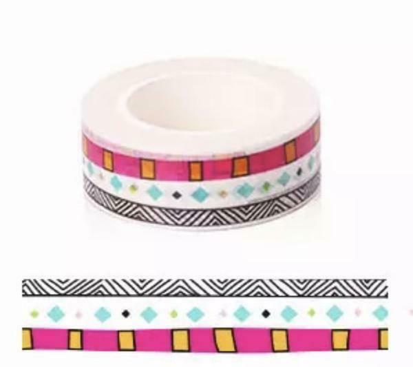 Pink & black geometric pattern 15mm washi tape / 10M / gift wrap / stationery