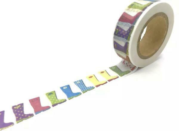 Rainbow rain boots 15mm washi tape / 10M / gift wrap / stationery