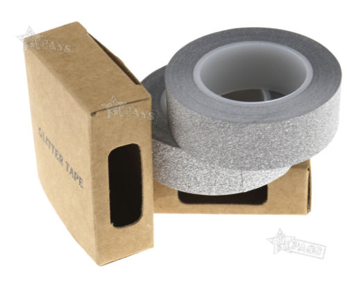 2X 10M Glitter Washi Tape Sticker Decorative Self Adhesive DIY Trim Paper Silver