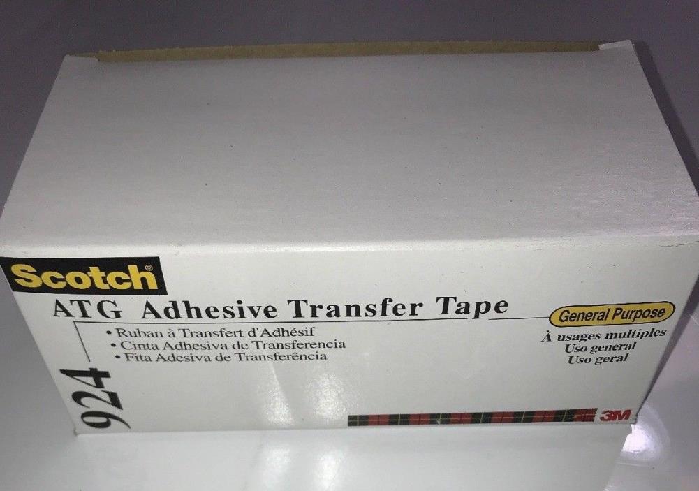 3M Scotch ATG Adhesive Transfer Tape 924 Clear, 0.50 in x 36 yd Box of 12 Rolls!
