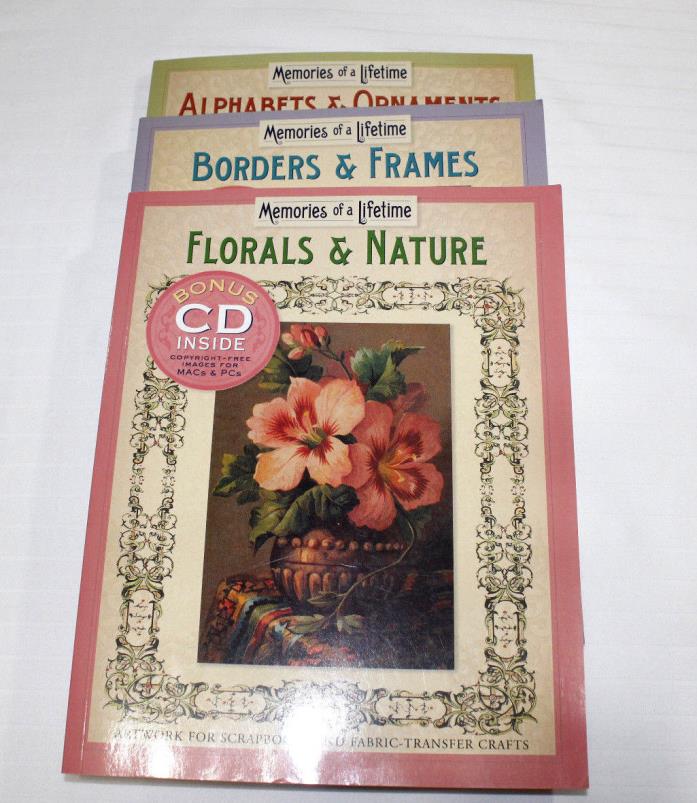 Memories of a lifetime, set of 3 craft books cd's Floral Nature Alphabets border