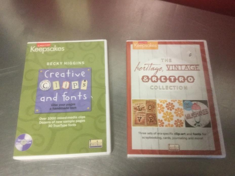 Lot of 2~Creating Keepsakes~ HERITAGE VINTAGE & RETRO + CLIPS & FONTS~