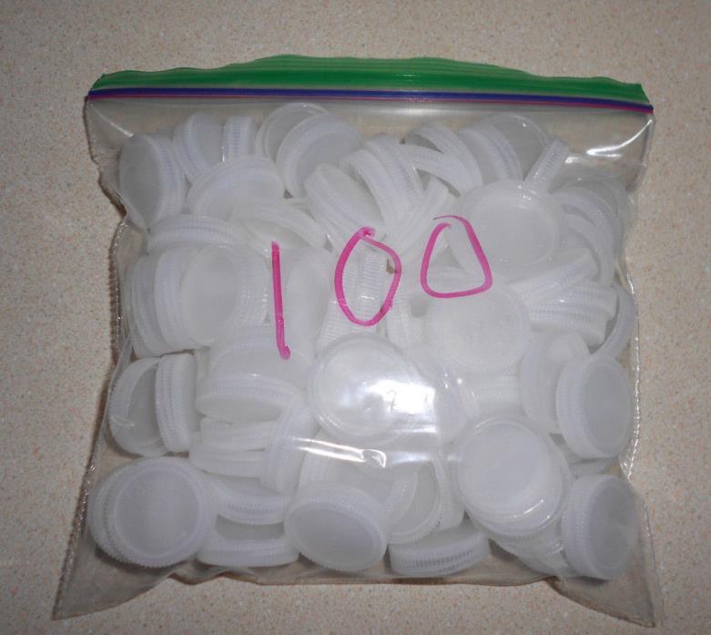Water Bottle Plastic Screw Caps Clear White Craft Supplies Lot Of 100 plus