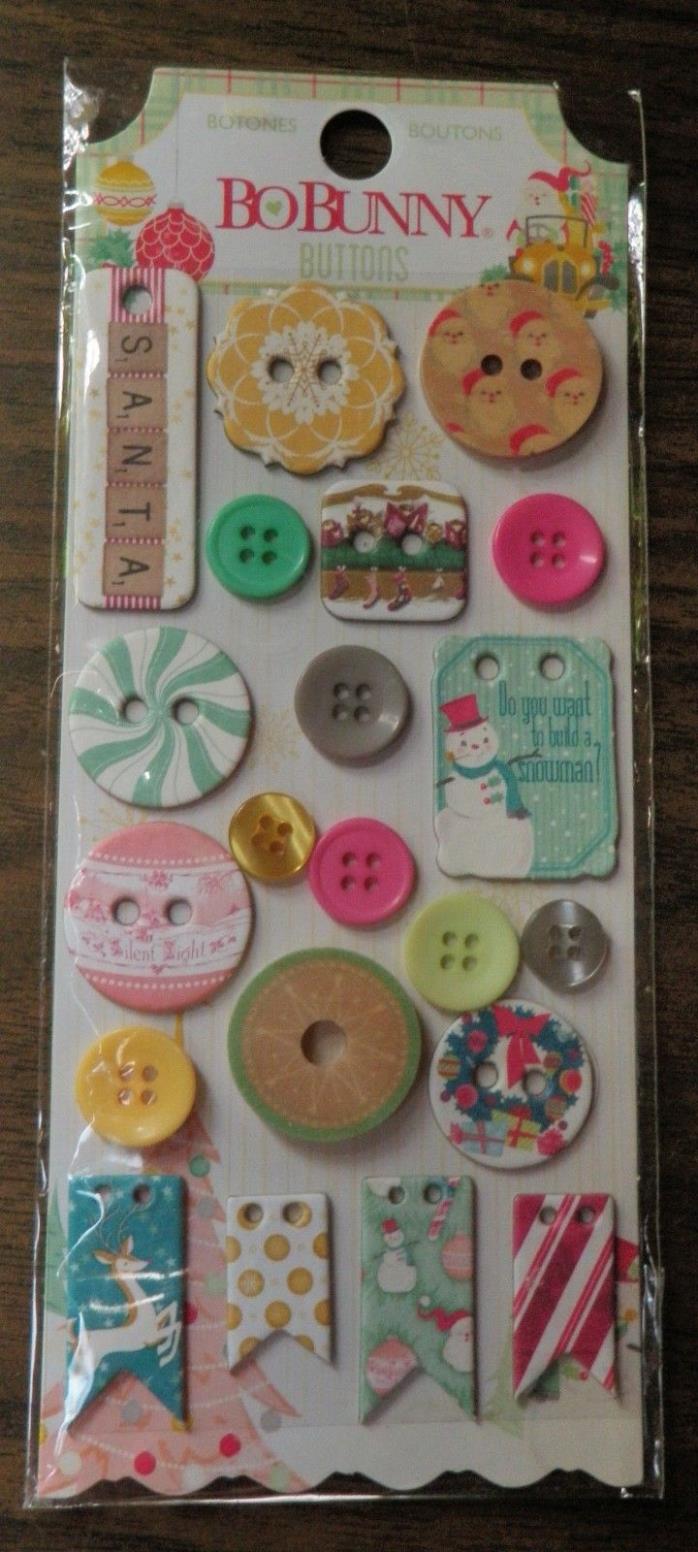 Bo Bunny ~ Christmas Theme Buttons ~ Candy Cane Lane ~ 16508449 ~ 21 PC ~ NEW