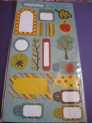 Chipboard tags and shapes fall scrapbooking pkg (free ship $20 min US ONLY)