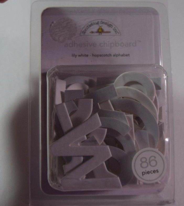 Doodlebug Adhesive Chipboard Lily White Hopscotch Alphabet NEW Scrapbook