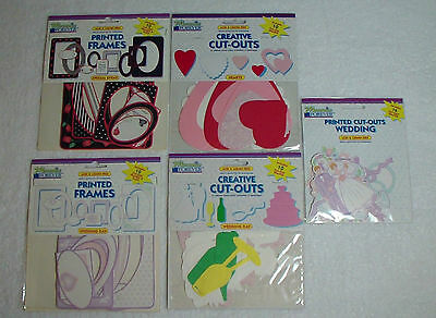 Lot of 5 MEMORIES FOREVER Scrapbook Cut-Outs, Picture Frame Wedding Day Hearts