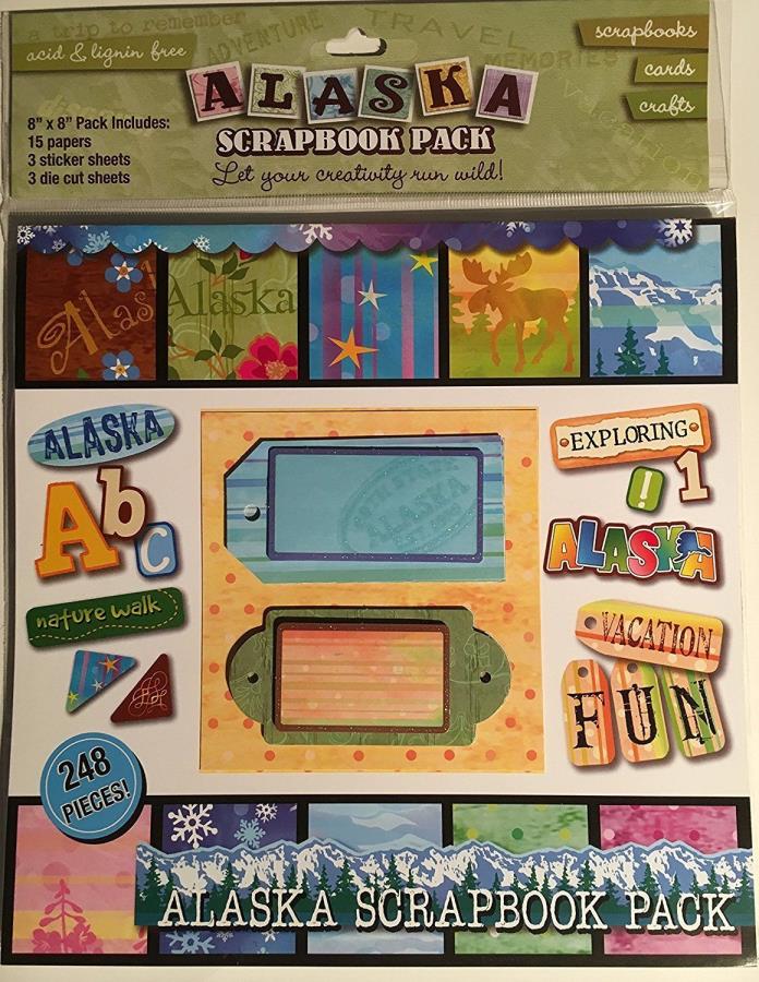 Alaska Scrapbook With Die Cut Stickers and Designer Scrapbook Paper Kit