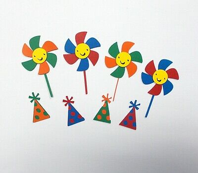 Pinwheels and Party Hats b'day set Cardstock die cuts scrapbooking or cards