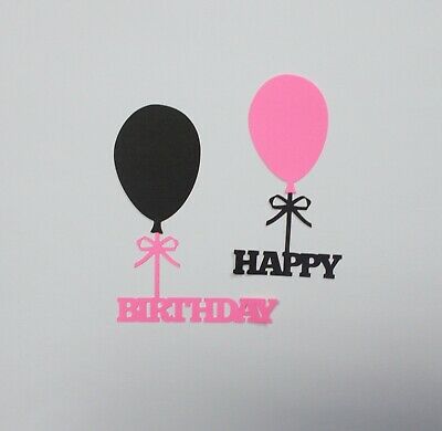 Happy Birthday WORD balloon Black and Hot Pink    cardstock die cuts