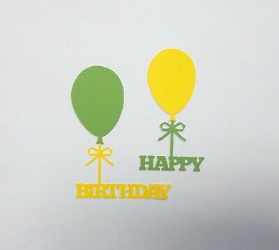 Happy Birthday WORD balloon Green and Yellow   cardstock die cuts