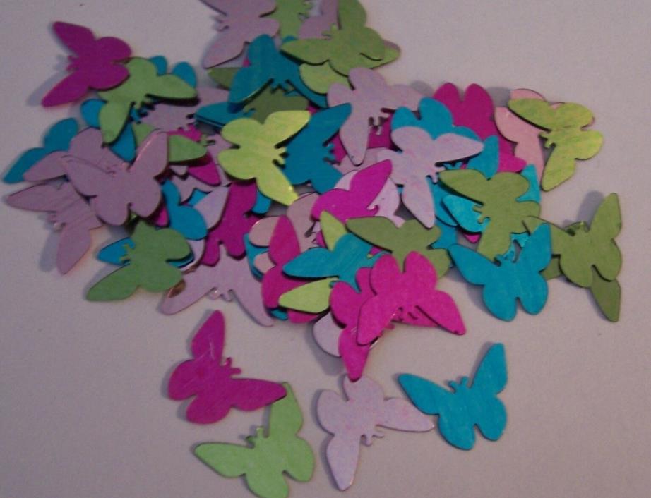 40 Bright Butterfly Metallic Foil Die Cut Scrapbook Confetti Paper Punch
