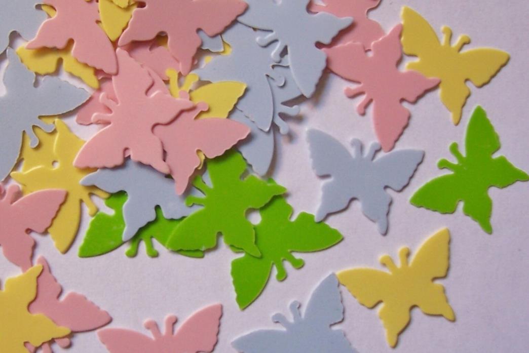 50 Pastel Butterfly Die Cut Scrapbook Confetti Paper Punch