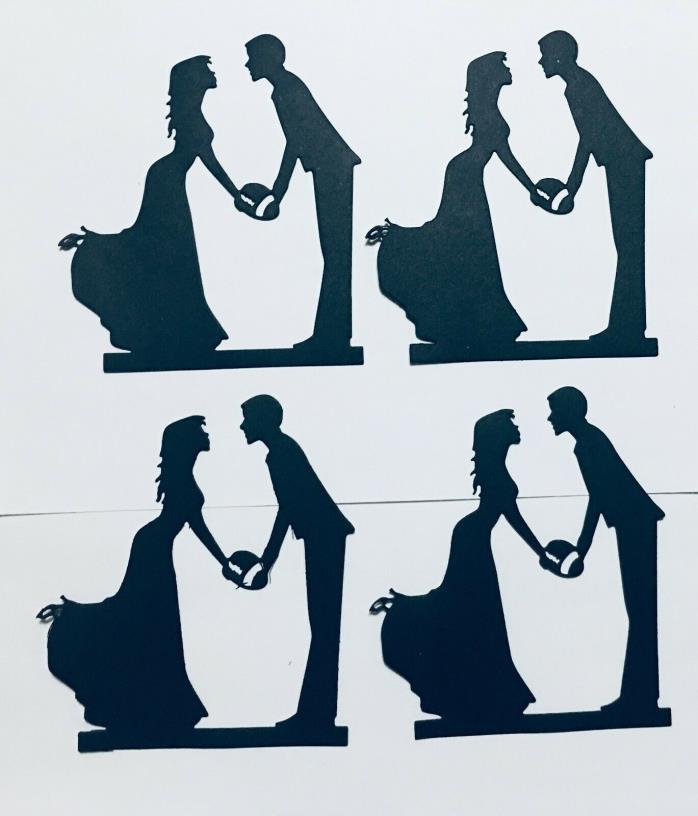 COUPLE HOLDING FOOTBALL SILHOUETTE DIE CUT /CUTS, EMBELLISHMENTS 