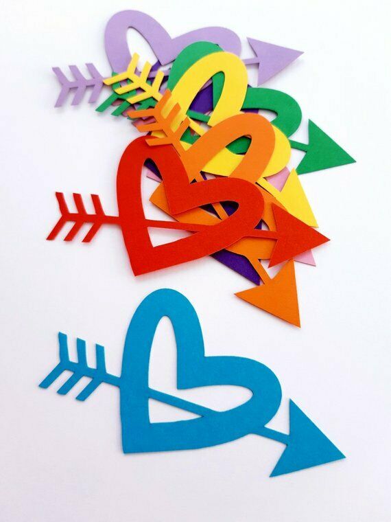Heart With Arrow Die Cut Outs ( Valentines Decor, Love Decor, Party Decoration,