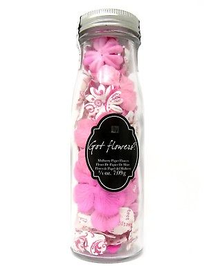 Prima Got Flowers Pink Solid & Pattern Mulberry Paper in Milk Bottle Retired