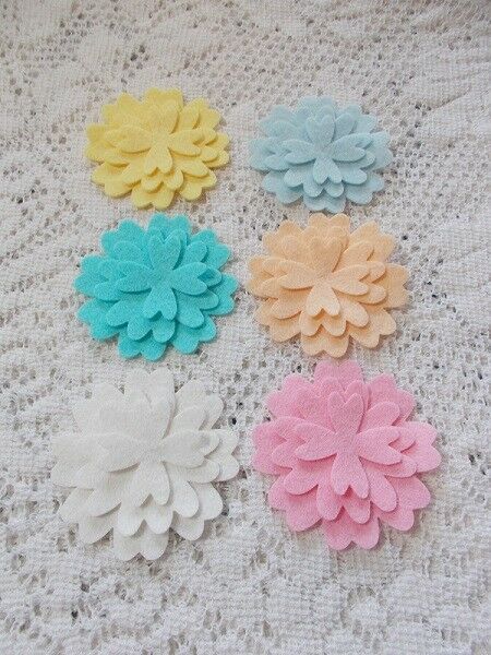 Felt Flower Die Cuts (Creamsicle) 6 Full Flowers (18 pieces) Wool Blend Felt