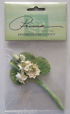 ~IVORY & GREEN BOUQUET~ Floral Embellishments Prima Marketing; Wedding Flowers