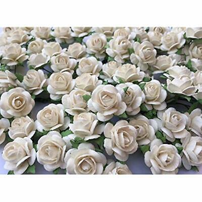 100 Floral Arranging Pure White Mulberry Roses 15 Mm. Paper Flowers Scrapbooking