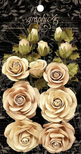 GRAPHIC 45 Rose Bouquet Collection—Classic Ivory & Natural Linen*Scrapbook Embel
