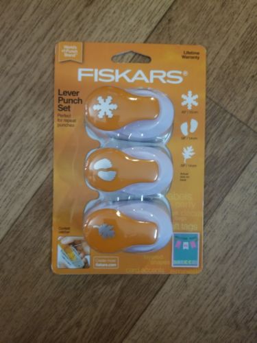 Fiskars Lever Punches, 3 Pack Brand New Snowflake Feet Leaf Free Shipping