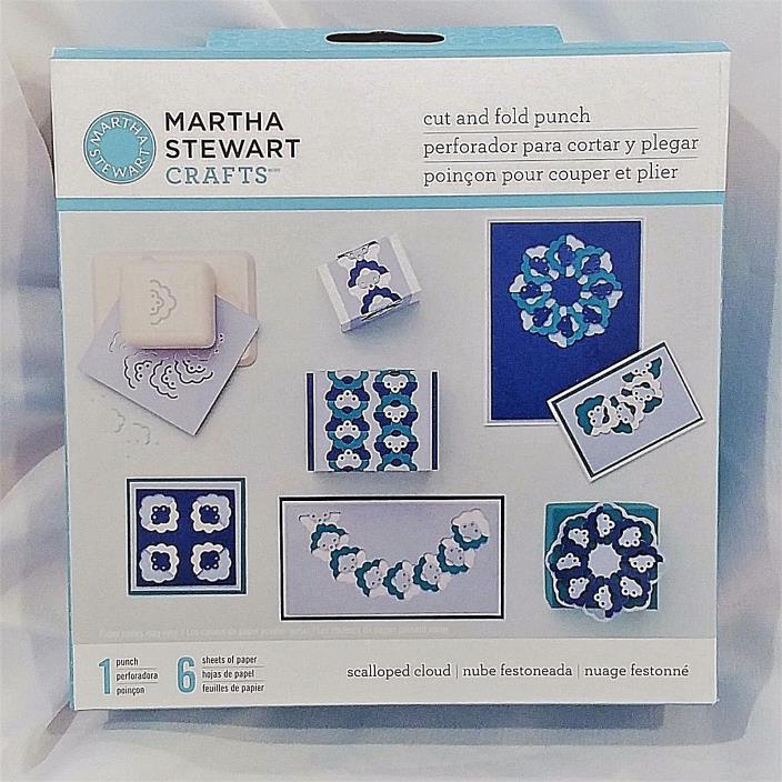 Martha Stewart Crafts Cut and Fold Punch Set Scalloped Clouds with Paper New
