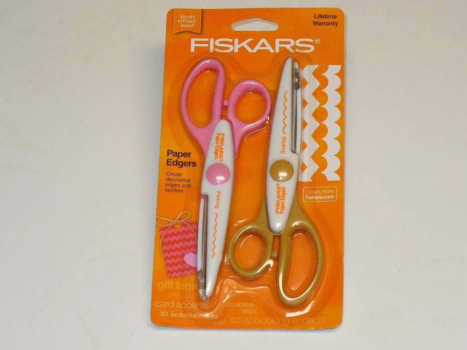 NEW Fiskars 2 pc Paper Edgers Scallop & Pinking  Scissors Shears