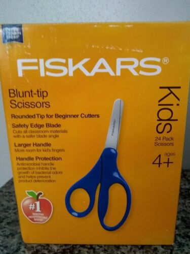 Fiskars Compact Classpack Premium Blunt Tip, 5-inch Scissors with Caddy, 24 pack