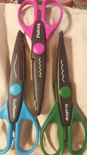 LOT OF 3- SCRAPBOOKING SHEARS W/DIFFERENT CUTTINGS-MUST SEE DESIGNS