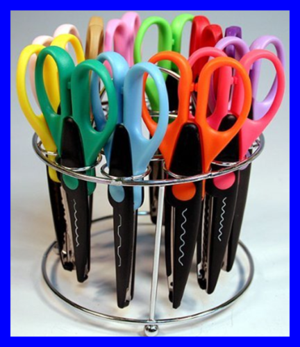 12 Paper Edger Scissors W Organizer Stand Great For Teachers Crafts Scrapbooking