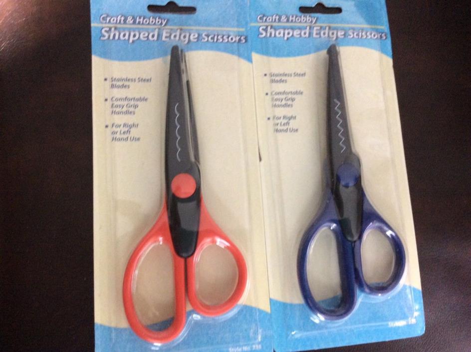 2x ALLARY Craft & Hobby Shaped Edge Scissors, Stainless, 2 Patterns, Right/Left