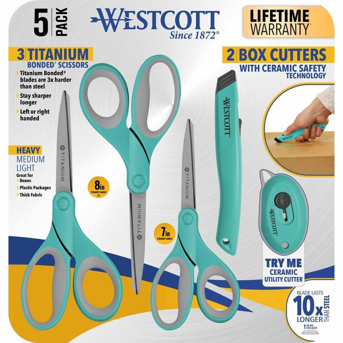 Brand NEW & SEALED!!! Westcott 5-Pack Cutting Essentials Kit, Teal